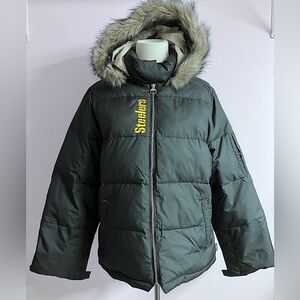 Pittsburgh Steelers Women’s Puffer Coat/Jacket, XL, Black/Yellow, NFL, Reebok